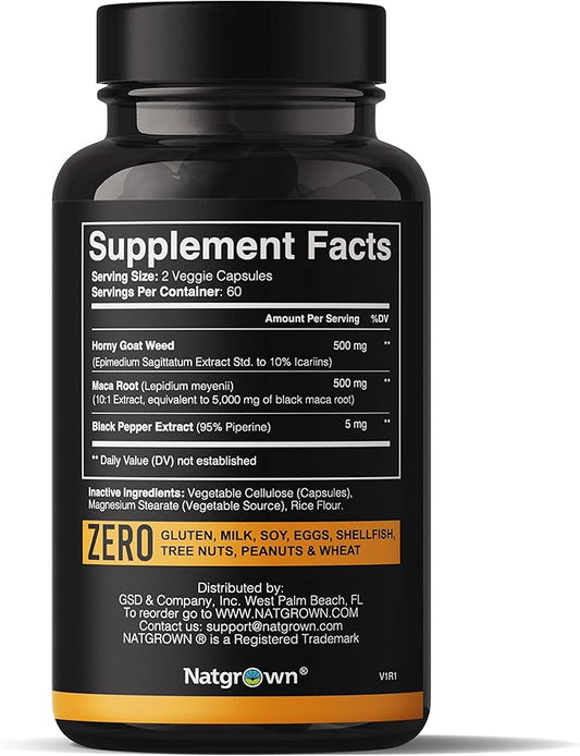 Natgrown Horny Goat Weed and Maca -120 Ct