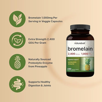 NatureBell Bromelain, 1,000mg Per Serving, 240 2,400 GDU