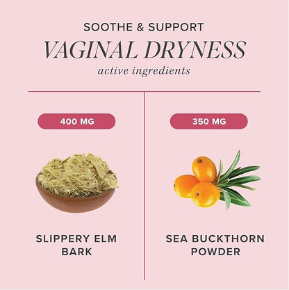 Vaginal Moisture & Vaginal Dryness Support | Slippery Elm Bark & Sea Buckthorn | Moisturizer for Female Comfort with Slippery Elm Capsules | Moisture & Dryness Support | Non-GMO | 60 Capsules