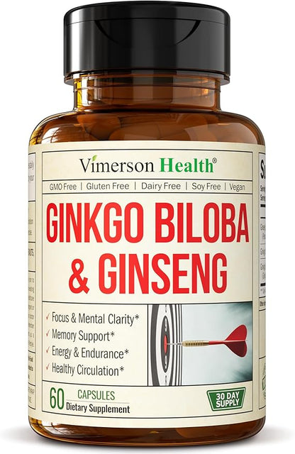 Ginseng + Ginkgo Biloba Supplements. Extra 800mg + 600mg + 120mg