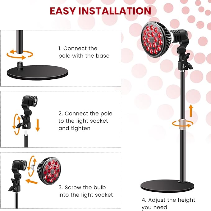 Wolezek Red Light Therapy Lamp 10in-16.5in, 18 18 LEDs 660nm Red 850nm Near
