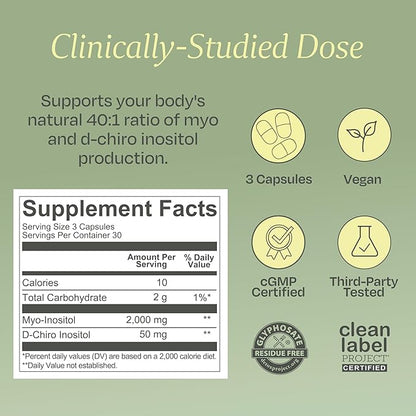BOND Inositol Capsules: Myo-Inositol & D-Chiro Inositol Ovarian Support Vitamins, Menstrual Cycle Support, Hormone Balance for Women, Ideal 40:1 Ratio, Inositol Supplement for Women, 90 Vegan Capsules