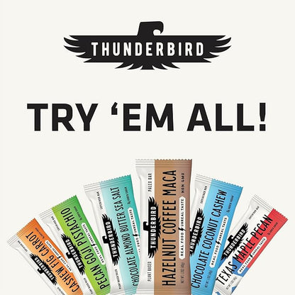 Thunderbird Bars Energy Snack, Gluten-Free with Protein, Healthy Real Food, Vegan Paleo Non-GMO, No Added Sugar, Yaupon Matcha Moringa Flavor (12 Count, 1.7 oz. Bars)