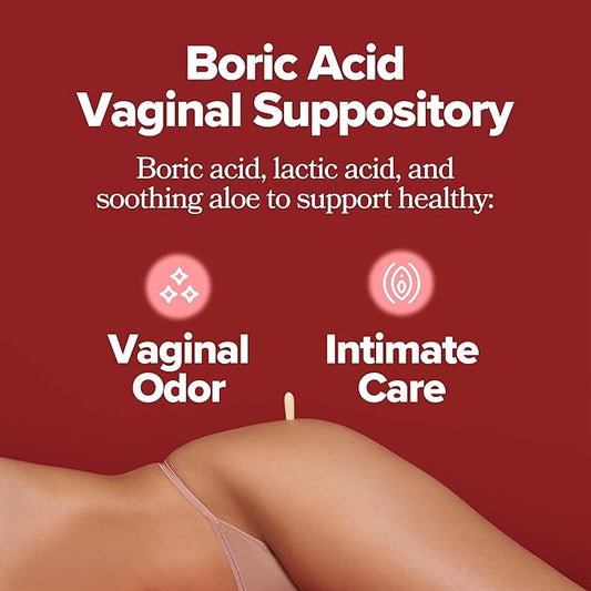 URO Boric Acid Vaginal Suppository – with Boric Acid, Lactic Acid, and Aloe for Fast Relief and Vaginal Odor Control – Vegan, Paraben-Free, Dye-Free, Fragrance-Free – 12 Count (Pack of 1)
