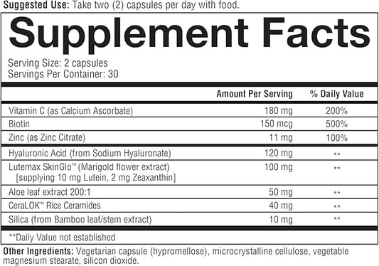 Youtheory Hyaluronic Plus - Hyaluronic Acid Supplement with Ceramides, Vitamin C, Biotin & More - Supports Healthy Skin* - 60 Vegetarian Capsules