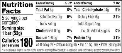 RXBAR Protein Bars, 12g Protein, Gluten Free Snacks, Blueberry (6 Boxes, 30 Bars)
