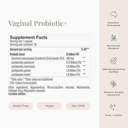 JSHealth Vitamins Vaginal Probiotic Supplement - Supports Urinary and Vaginal Health – Shelf Stable Yeast Infection Treatment for Women (30 Capsules)