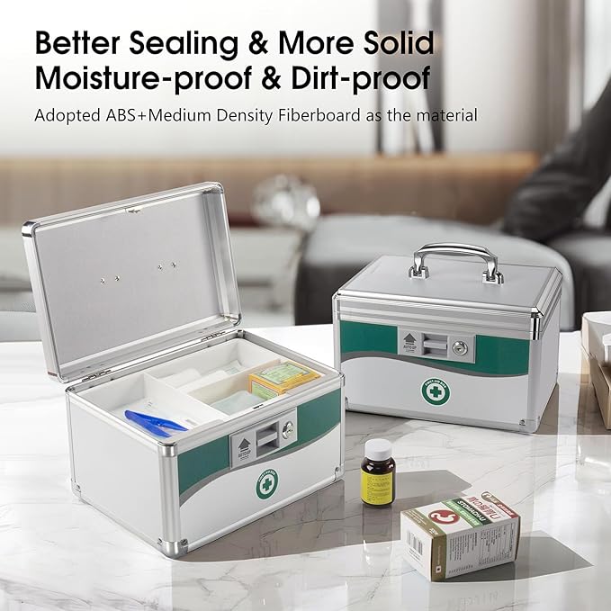 Medicine Lock Box, medication lock box,locking 10x6.7x6.7 Inch,First