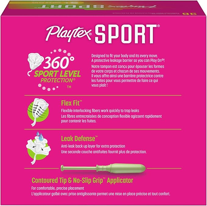 Playtex Sport Tampons, Super Plus Absorbency, Fragrance-Free 36ct