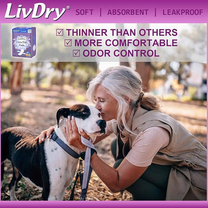LivDry Incontinence Ultra Thin Pads for Women 18-Count)