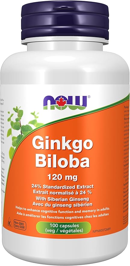 NOW Supplements, Ginkgo Biloba 120 mg, 100 Veg