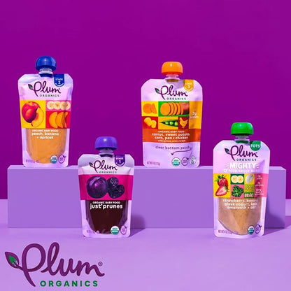 Plum Organics Mighty 4 Organic Toddler Food - Banana, Blueberry, Sweet Potato, Carrot, Greek Yogurt, and Millet - 4 oz Pouch (Pack of 12) - Organic Fruit and Vegetable Toddler Food Pouch
