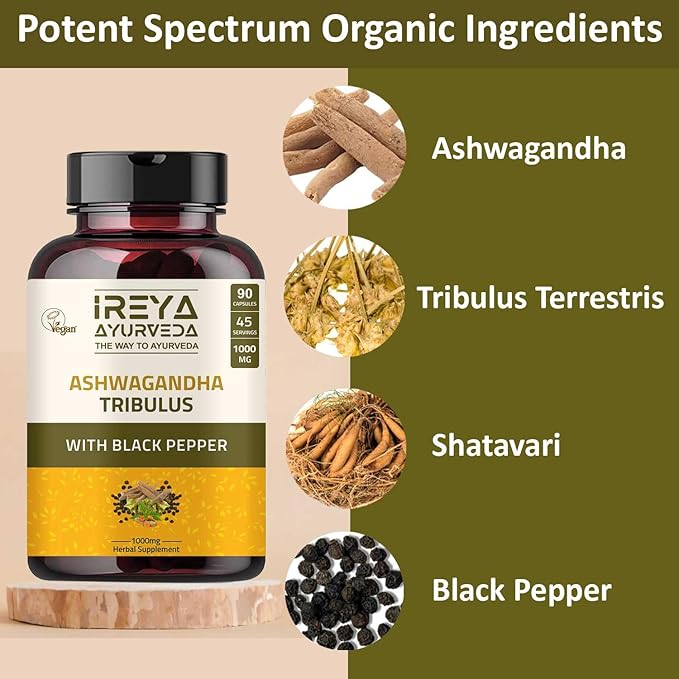 Ashwagandha Capsules Organic 1000mg (90 Capsules) 45 Days