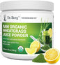 Dr. Berg USDA Certified Organic Green Powder Superfood (60 Servings) - Made with Raw Wheatgrass Powder, Chlorophyll, Trace Minerals & Natural Enzymes - Non-GMO Green Superfood Powder - Lemon Flavor