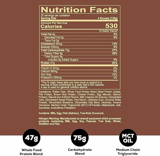 REDCON1 MRE Protein Powder, Fudge Brownie - Meal Replacement Protein Blend Made with MCT Oil & Whole Foods - Protein with Natural Ingredients to Aid in Muscle Recovery (25 Servings)
