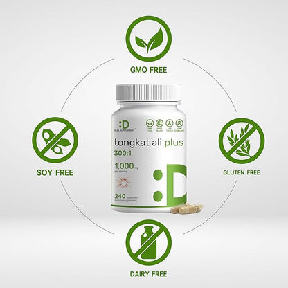 Tongkat Ali Extract 300:1 with Horny 1,100mg, 240* 240* Capsules