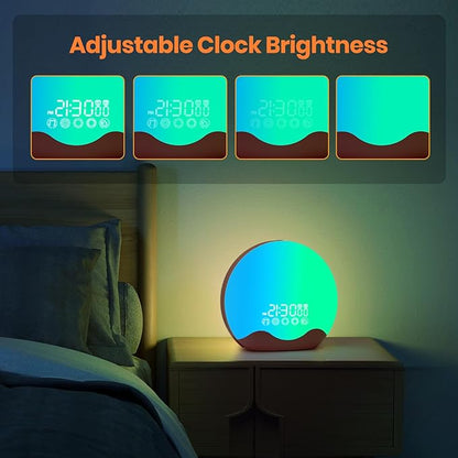 Wake up Light, Sunrise Alarm Clock 10,000 Lux 20 Brightness 4 Color 11 Color