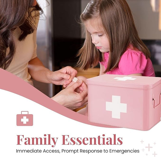 Flexzion First Aid Box Organizer Empty 13" Pink