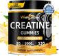 Creatine Monohydrate Gummies for Men Women - Vegan Creatine Supplement Gummies 5000mg Chewable for Muscle Strength Growth Recovery, Lab Tested Preworkout Gummies Sugar Free Orange Flavor 120ct