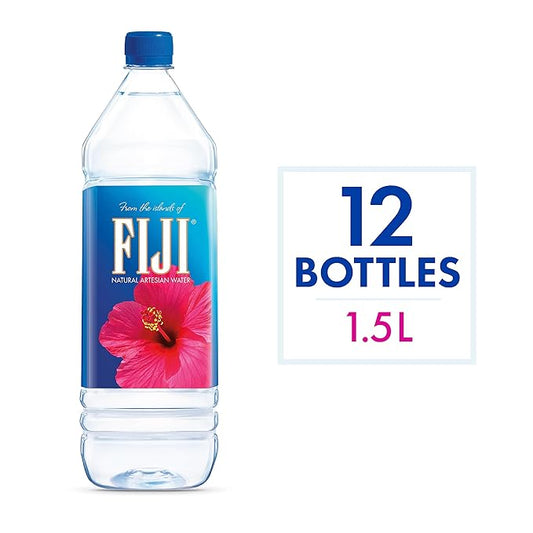 FIJI Natural Artesian Bottled Water 1.5 Liters / 50.7 Fl Ounce (Pack of 12) - 100% Natural Electrolytes
