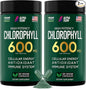 [2 Pack] Chlorophyll Capsules 600mg - Chlorophyll Supplement for Energy & Skin - Chlorophyll for Women & Men - Internal Deodorant - Alternative to Chlorophyll Liquid Drops - 240 Chlorophyll Pills