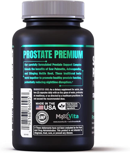 Prostate Premium - Saw Palmetto for Men, Stinging Nettle, Ashwagandha, Lycopene, Bladder & Urinary Relief, Prostate Supplement for Men, 60ct