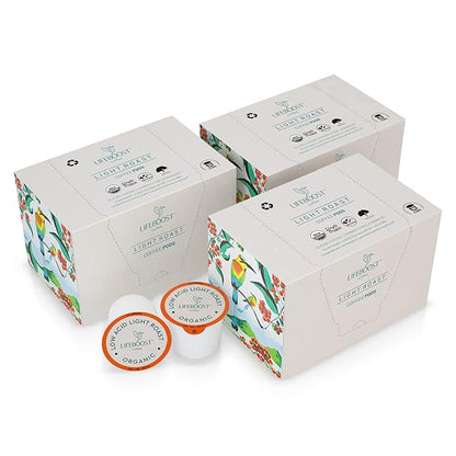Lifeboost Light Roast Coffee Pods - Low Acid Coffee K Cups - Single Origin Non-GMO Organic Coffee Pods - Compatible with Keurig & Keurig 2 Machines - 10 Count