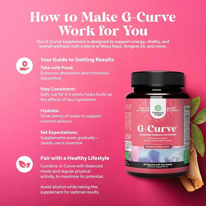 Natures Craft G-Curve Butt and Breast Enhancement Pills - Herbal Enhancer May Support Body Sculpting Curves with Saw Palmetto Extract Horny Goat Weed for Women *Results Vary 60 Count