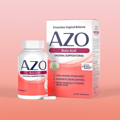 AZO Boric Acid Vaginal Suppositories, Helps 30 Count 2)