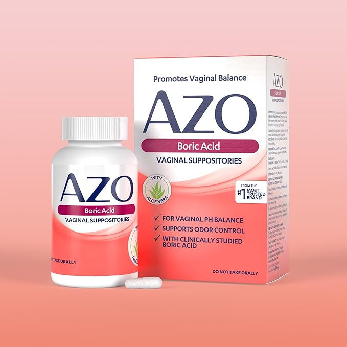 AZO Boric Acid Vaginal Suppositories, Helps 30 Count