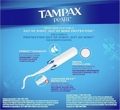 Tampax Pearl Tampons Multipack, Light/Regular/Super Absorbency, 94 Count