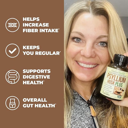 Psyllium Husk Powder Capsules. Fiber Supplement 60 Capsules