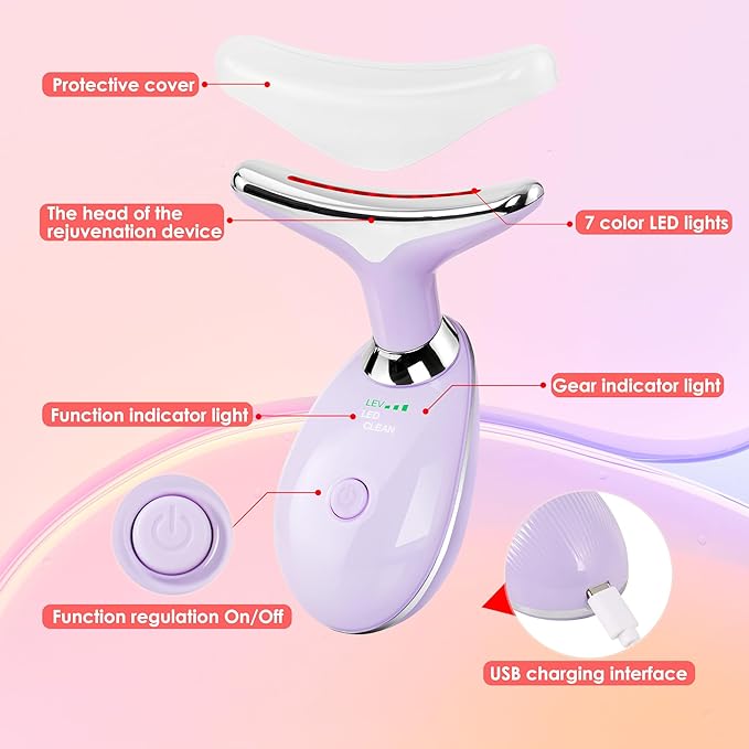 Facial Massager Red-Light-Therapy-for-Face and Neck, Face 7 Color,