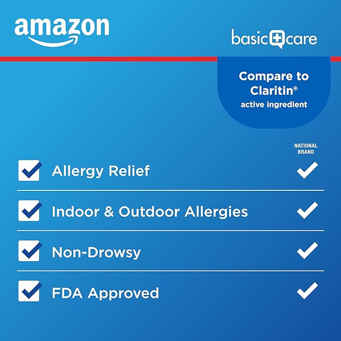 Amazon Basic Care Allergy Relief Loratadine 10 mg, 365 Count