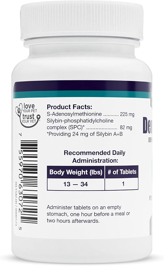 Nutramax Laboratories Denamarin Liver Health Supplement for Medium Dogs - With S-Adenosylmethionine (SAMe) and Silybin, 30 Tablets