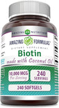 Amazing Formulas Biotin with Extra Virgin 10000 Mcg (1 Pack, 240 Count)