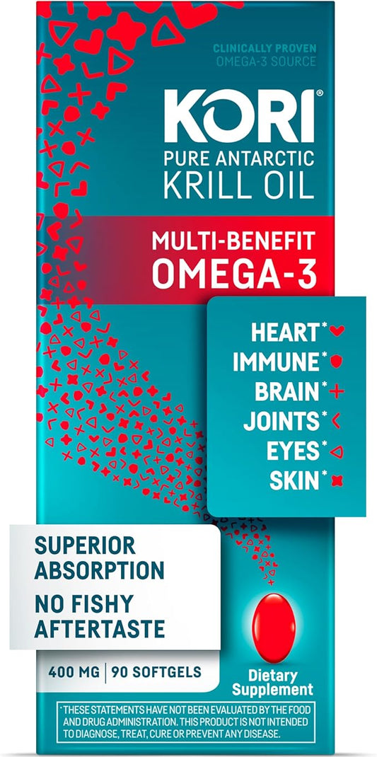 Kori Krill Oil Omega 3 Supplement, 400 mg 90 Softgels,