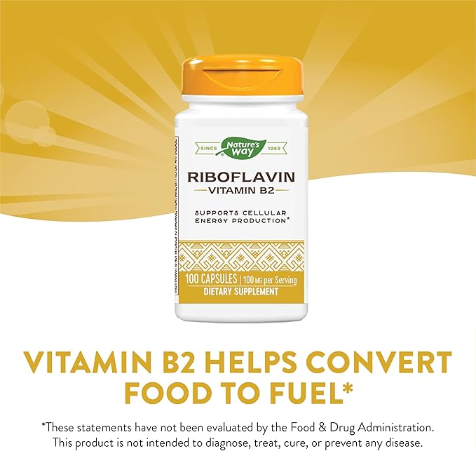 Nature's Way Riboflavin Vitamin B2, Supports 100mg per 100 Capsules