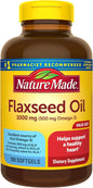Nature Made Flaxseed Oil 1000 mg, 3 Supplement, 180 Softgels, 180 Day