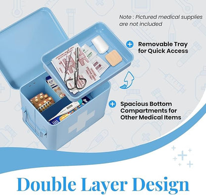 Flexzion First Aid Box Organizer, Empty 8.5 Inch