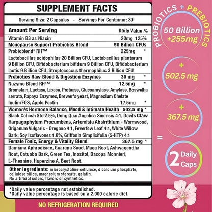 Lovely Queen Menopause Probiotics + Hormone 3-in-1 Women 50 Billion 60 ct