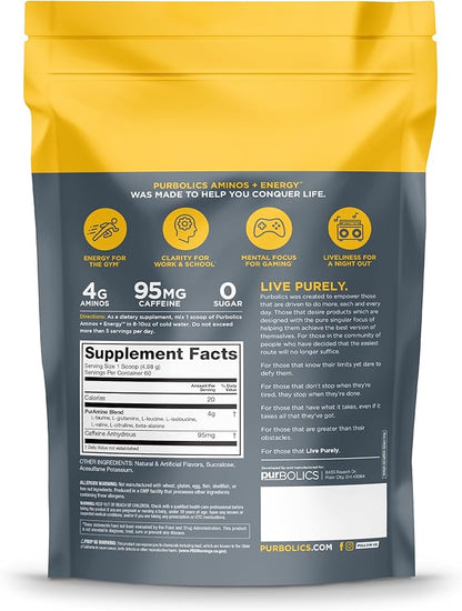 Aminos + Energy | Supports Recovery, Energy & Focus | 95mg of Caffeine, 0 Sugar & 60 Servings (Rainbow Candy)