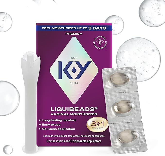 K-Y Personal Lubricant, Liquibeads Vaginal Moisturizer, 6 Bead Inserts and 6 Applicators to Supplement a Woman's Natural Moisture for Comfort and Sex (Packaging May Vary)
