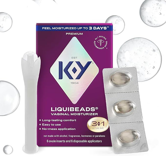 K-Y Personal Lubricant, Liquibeads Vaginal Moisturizer, 6 Bead Inserts and 6 Applicators to Supplement a Woman's Natural Moisture for Comfort and Sex (Packaging May Vary)