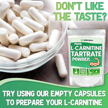 XPRS Nutra L Carnitine L Tartrate Powder - Premium Pure L Carnitine Tartrate - L-Carnitine Powder - Vegan Friendly Bulk L Carnitine Powder - Amino Acid L Carnitine Supplement (4 Ounce)