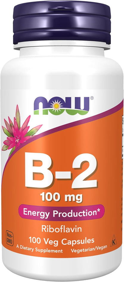 NOW Supplements, Vitamin B-2 (Riboflavin) 100 100 Veg