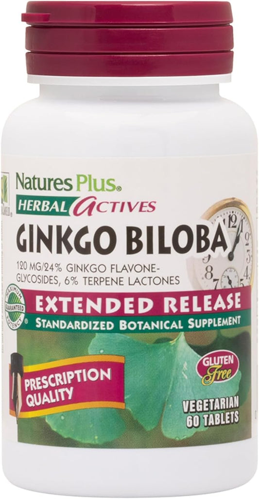 Natures Plus Herbal Actives Ginkgo Biloba, 120 mg, 60 Vegan 60 Servings