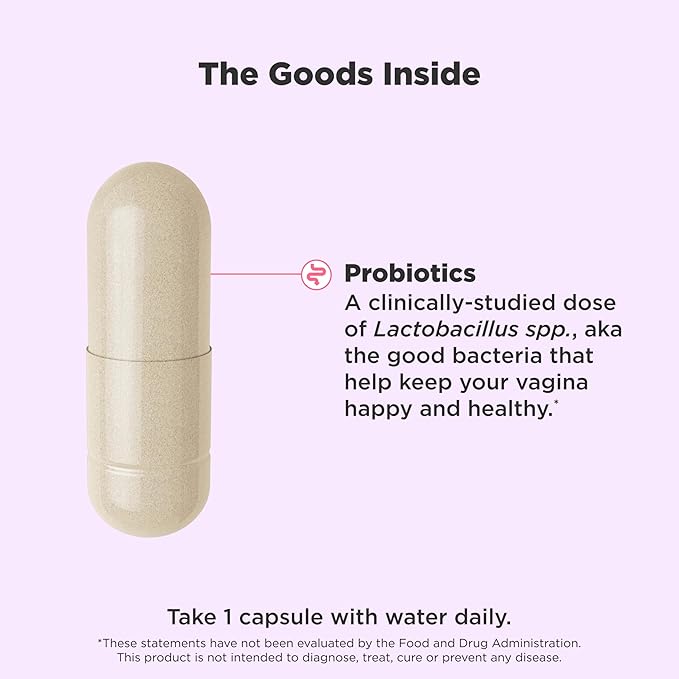 OLLY Happy Hoo-Ha Capsules, Probiotic for Women, Vaginal Health and pH Balance, 10 Billion CFU, Gluten Free - 25 Count