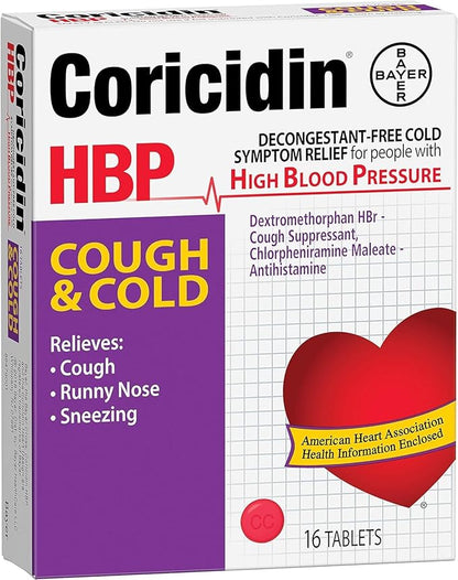 Coricidin HBP Antihistamine Cough & Cold 16 Tablets 5)