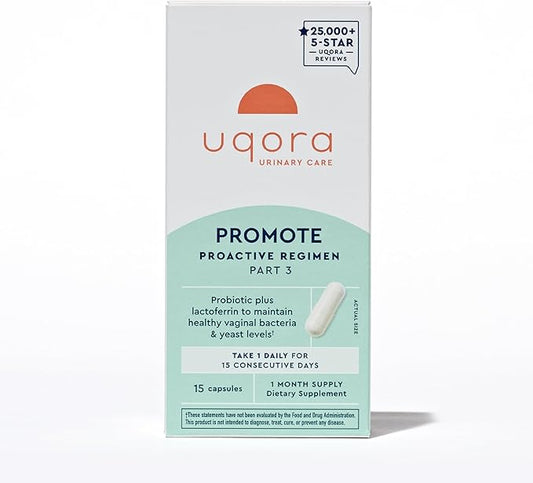 Uqora Promote - Support Vaginal Health* - Probiotic for Women with Lactoferrin, Lactobacillus Acidophilus & Lacticaseibacillus Rhamnosus - Vaginal Probiotics - Gluten-Free - 15 Capsules